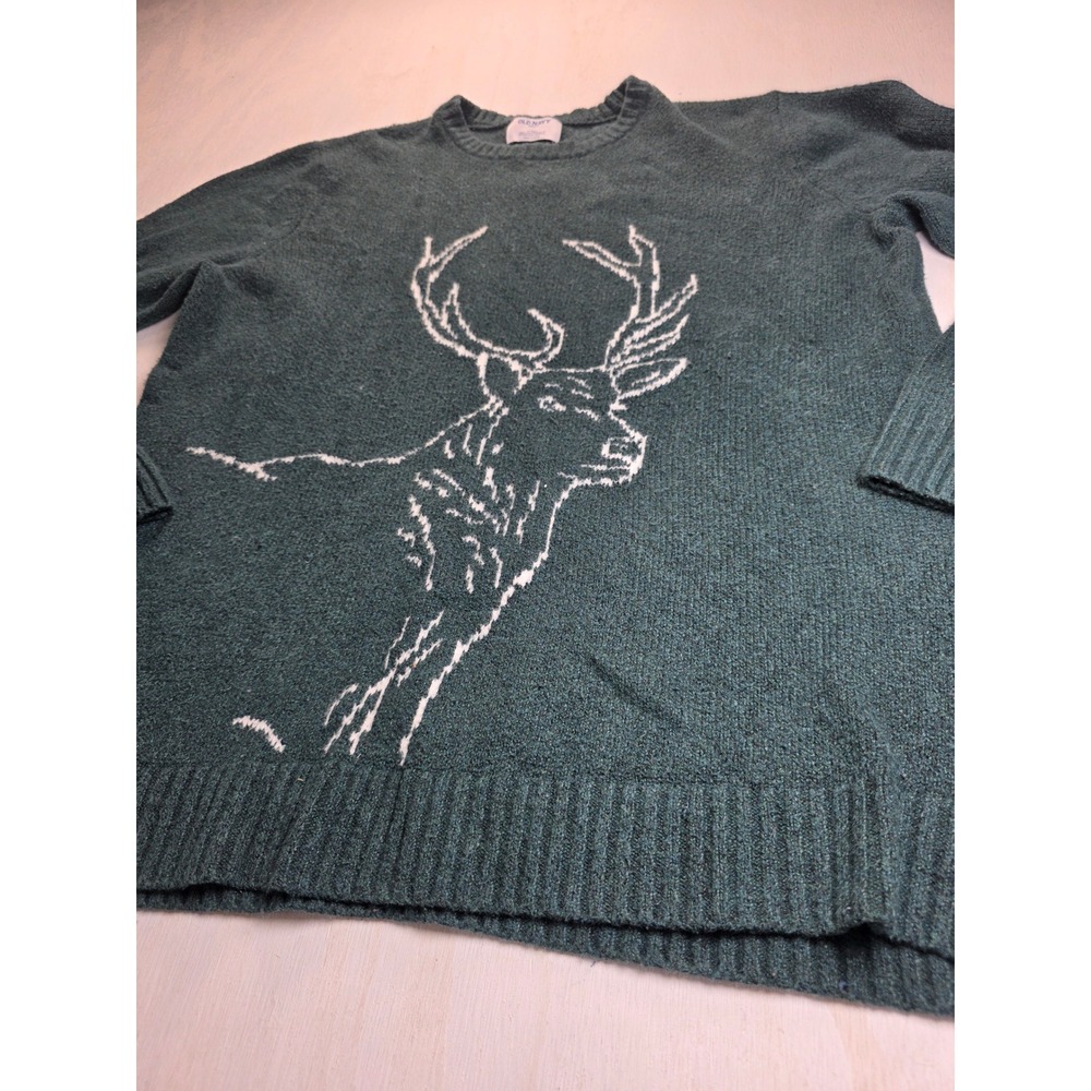 Old Navy SoSoft Mens L Tall Green Deer Stag Graphic Sweater Cottagecore Western